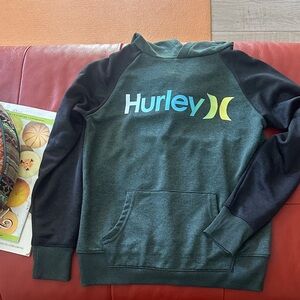 Hurley Blue and Green Logo Hoodie size 10/12 boys